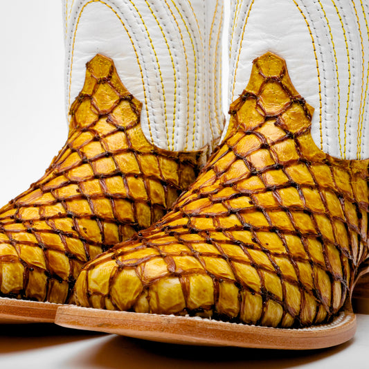Butter Mini Pirarucu Leather Boots - Square Toe