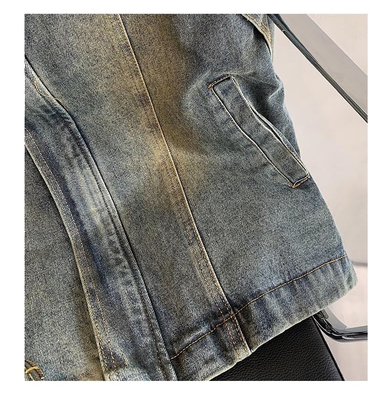 Deconstructed Washed Gradient Heavyweight Denim Jacket