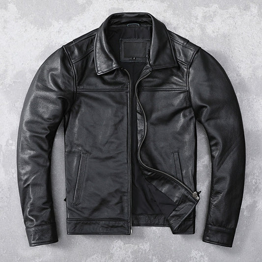 Premium Top-Grain Cowhide Slim-Fit Leather Jacket