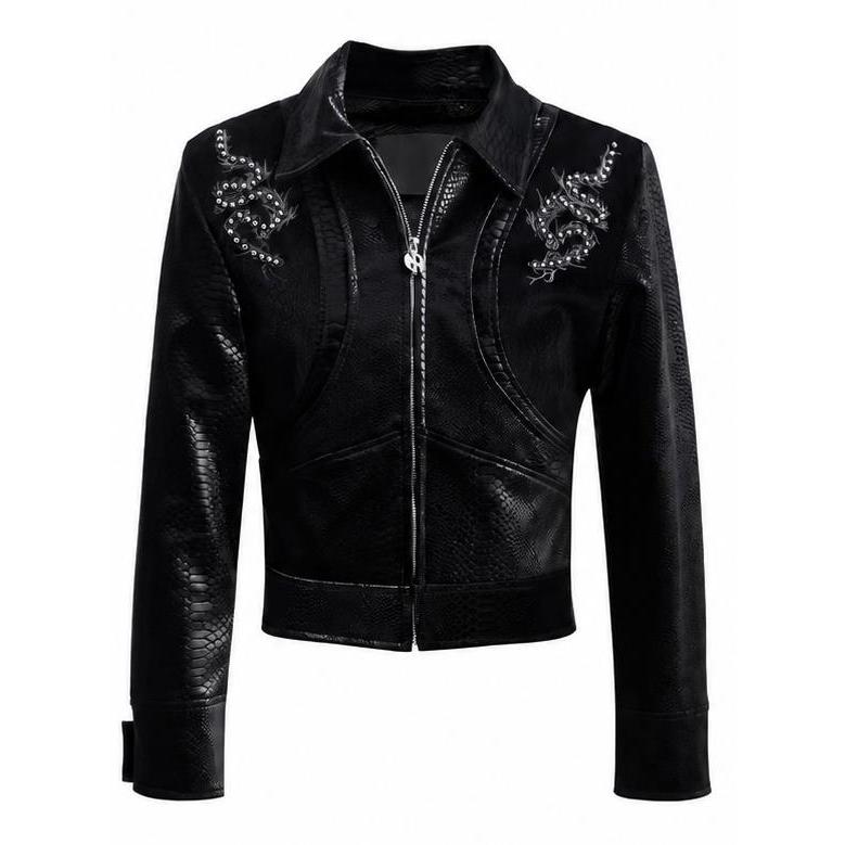 Serpent-Eye Spine Snakeskin Patchwork Jacket