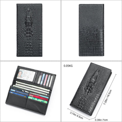 Crocodile Print Men's Leather Business Wallet