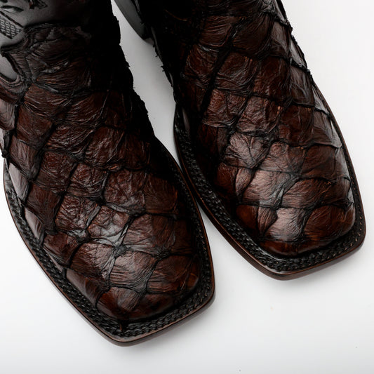 Rugged Elegance Pirarucu Boots - Square Toe