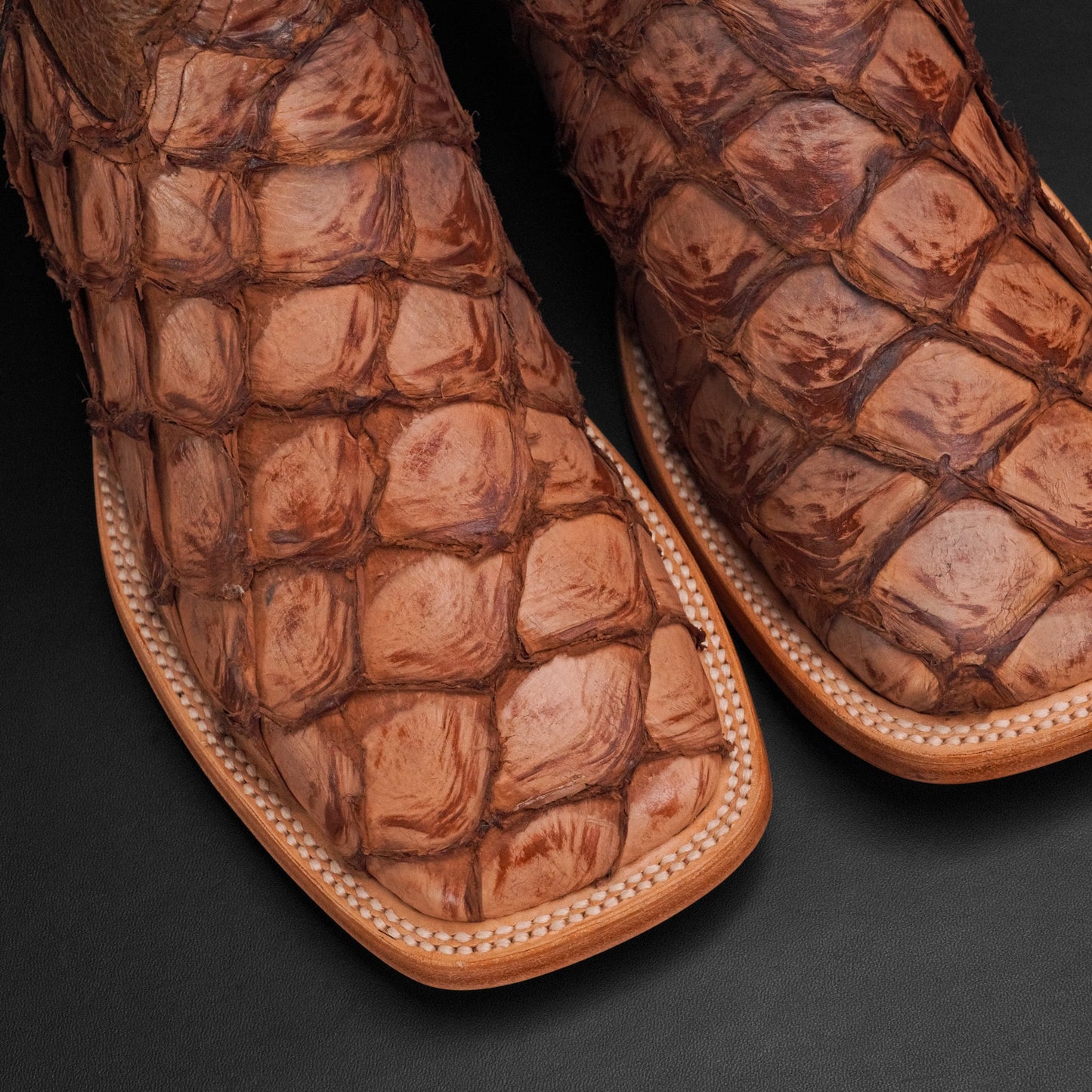AUTHENTIC Brown Pirarucu Boots – Square Toe