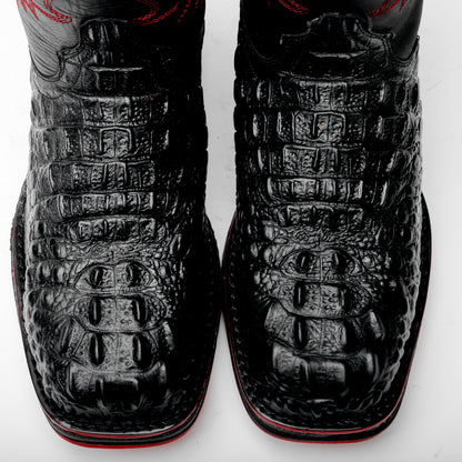 NEW Black Caiman Neck Leather Boots - 3D Sole Composite Toe
