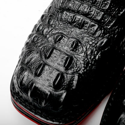 NEW Black Caiman Neck Leather Boots - 3D Sole Composite Toe