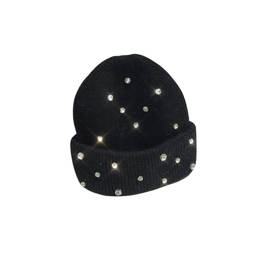 Rhinestone Beanie - Black
