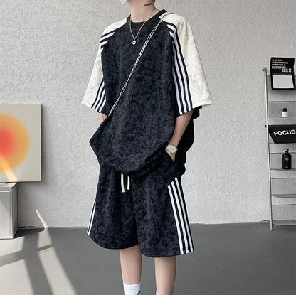 Trendy Striped Loose Casual Sportswear Set