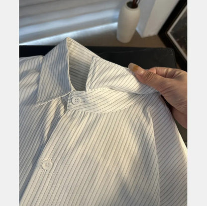 Striped Retro Loose-Fitting Trendy Shirt