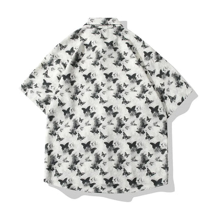 Trendy Butterfly Print Loose-Fitting Shirt