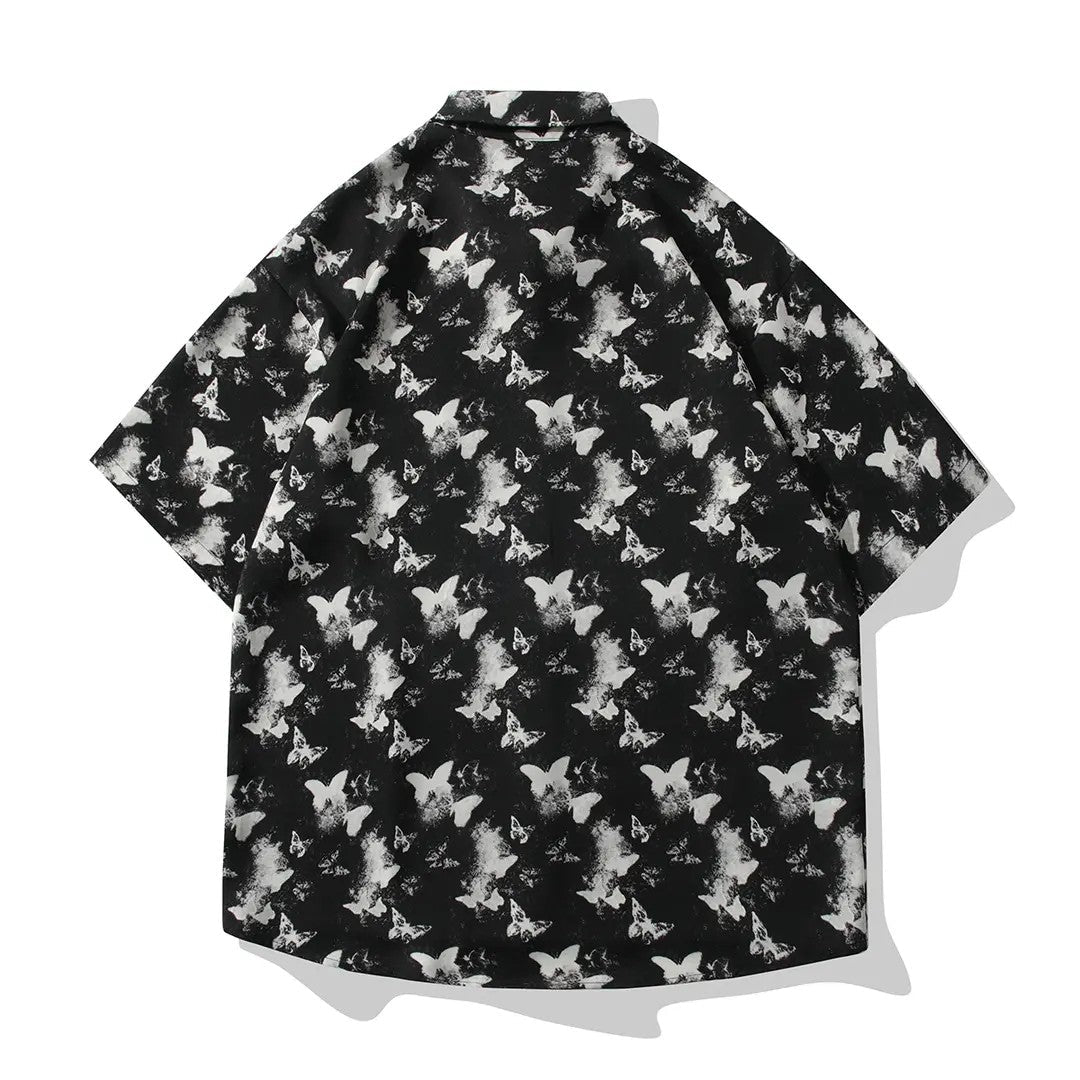 Trendy Butterfly Print Loose-Fitting Shirt