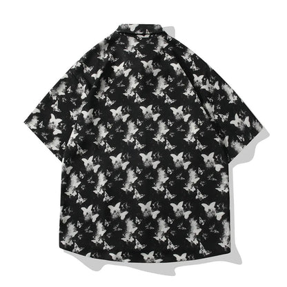 Trendy Butterfly Print Loose-Fitting Shirt