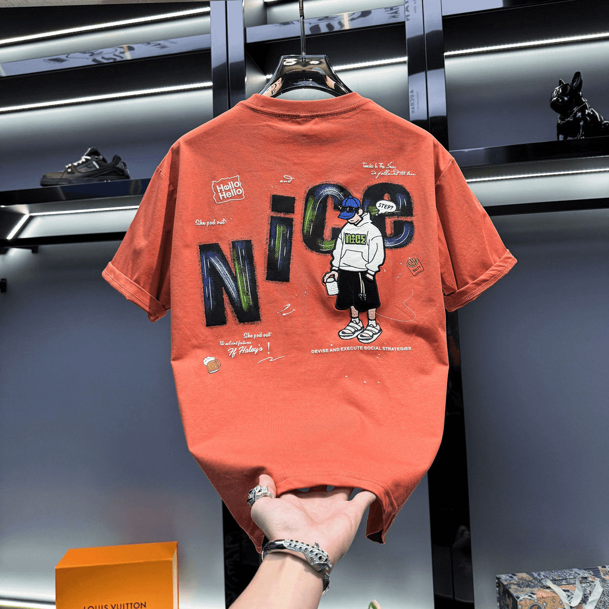 Premium Embroidered Print Short-Sleeved T-Shirt