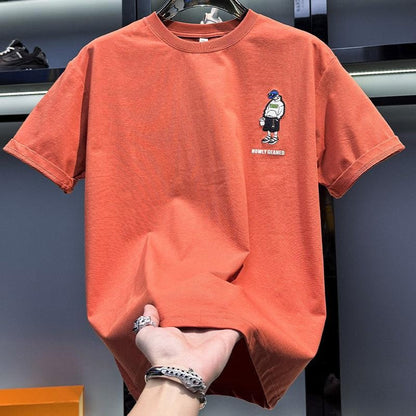 Premium Embroidered Print Short-Sleeved T-Shirt