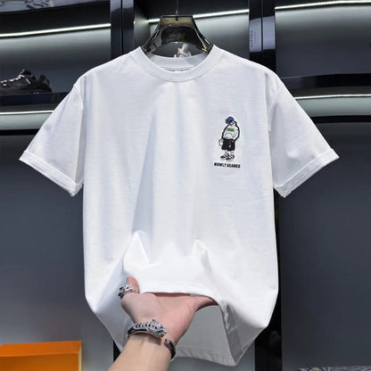Premium Embroidered Print Short-Sleeved T-Shirt
