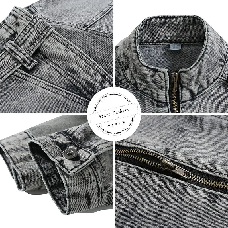 Vintage Washed Distressed Denim Jacket