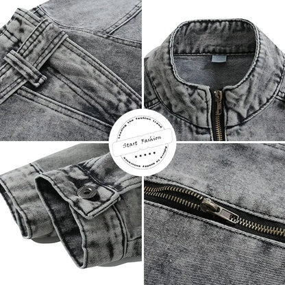 Vintage Washed Distressed Denim Jacket