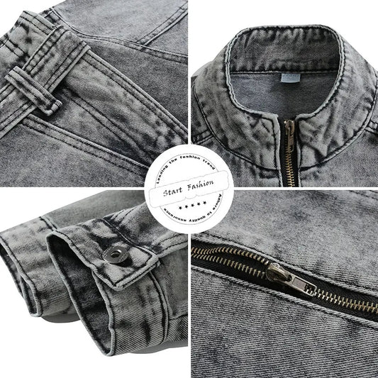 Vintage Washed Distressed Denim Jacket