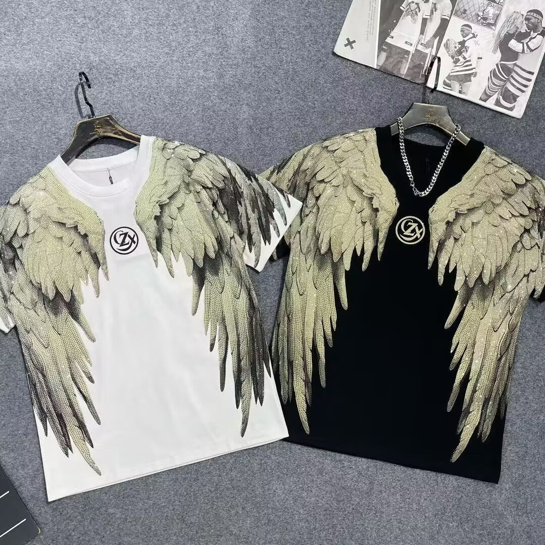 Fashion Crystal-Waterfall Angel Wings T-Shirts