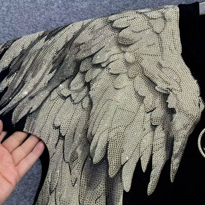 Fashion Crystal-Waterfall Angel Wings T-Shirts