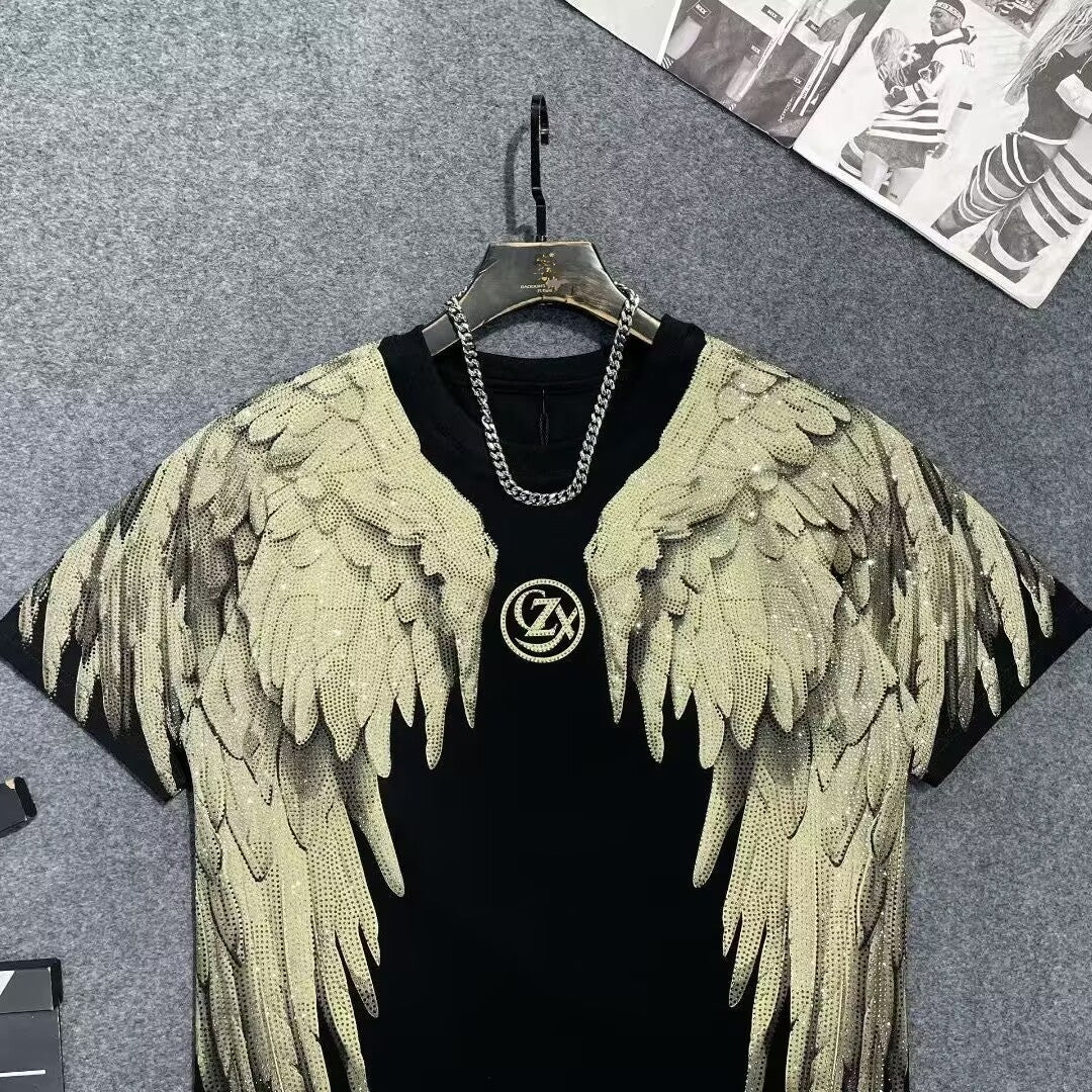 Fashion Crystal-Waterfall Angel Wings T-Shirts