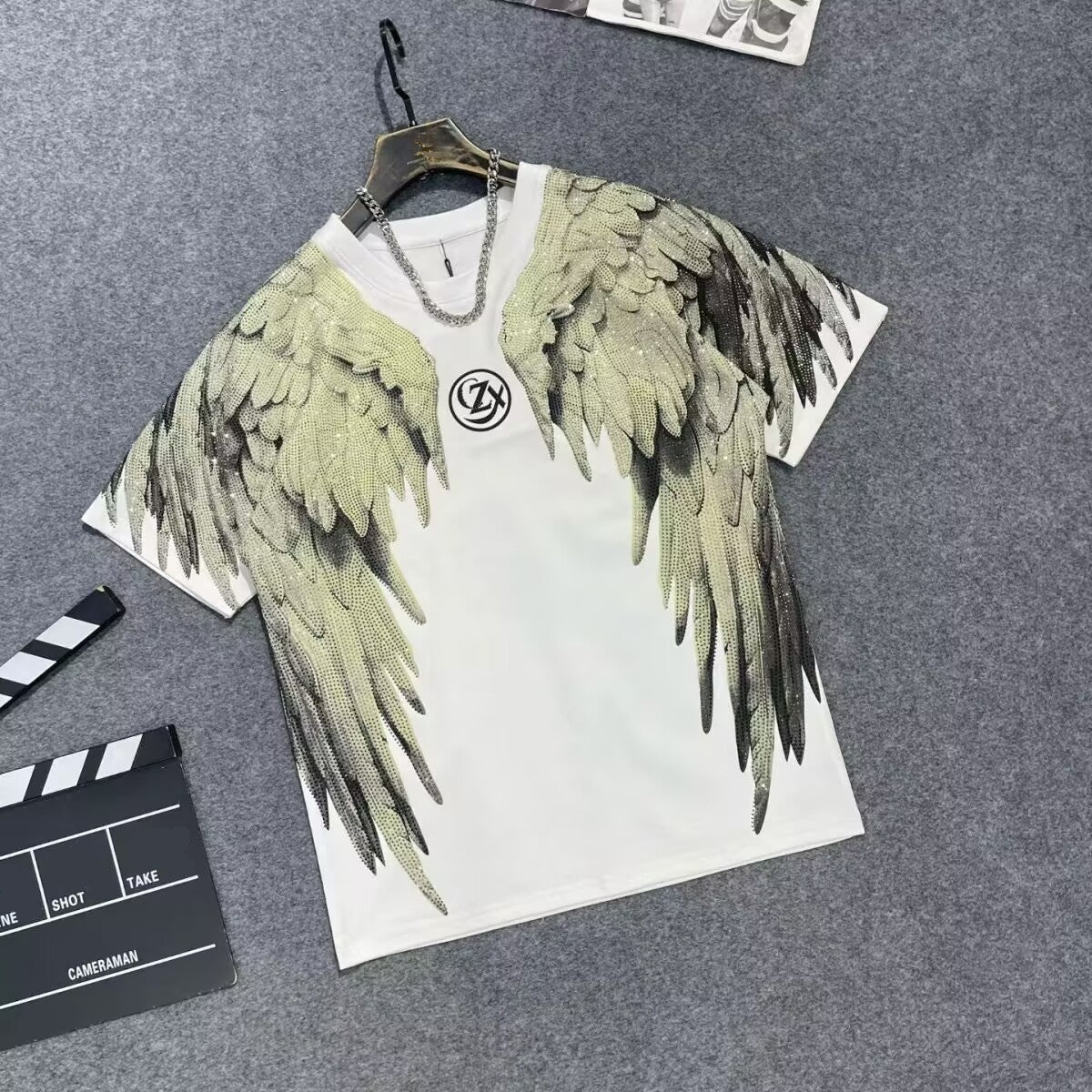 Fashion Crystal-Waterfall Angel Wings T-Shirts