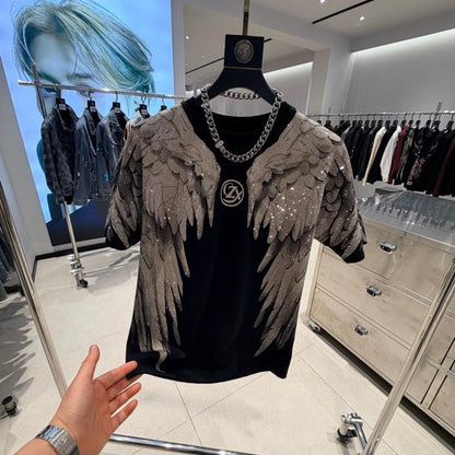 Fashion Crystal-Waterfall Angel Wings T-Shirts