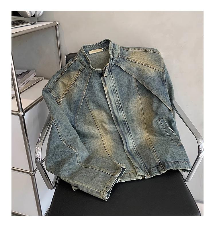 Deconstructed Washed Gradient Heavyweight Denim Jacket