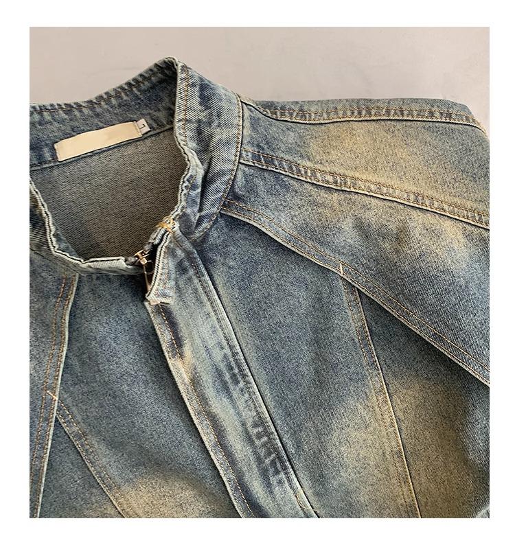 Deconstructed Washed Gradient Heavyweight Denim Jacket