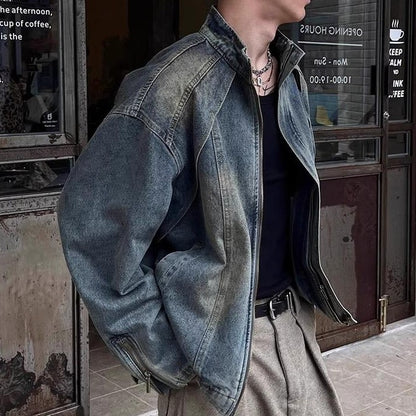 Deconstructed Washed Gradient Heavyweight Denim Jacket