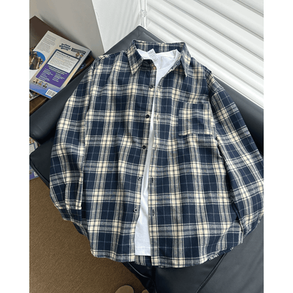 Trendy Versatile Long-Sleeved Plaid Print Shirt