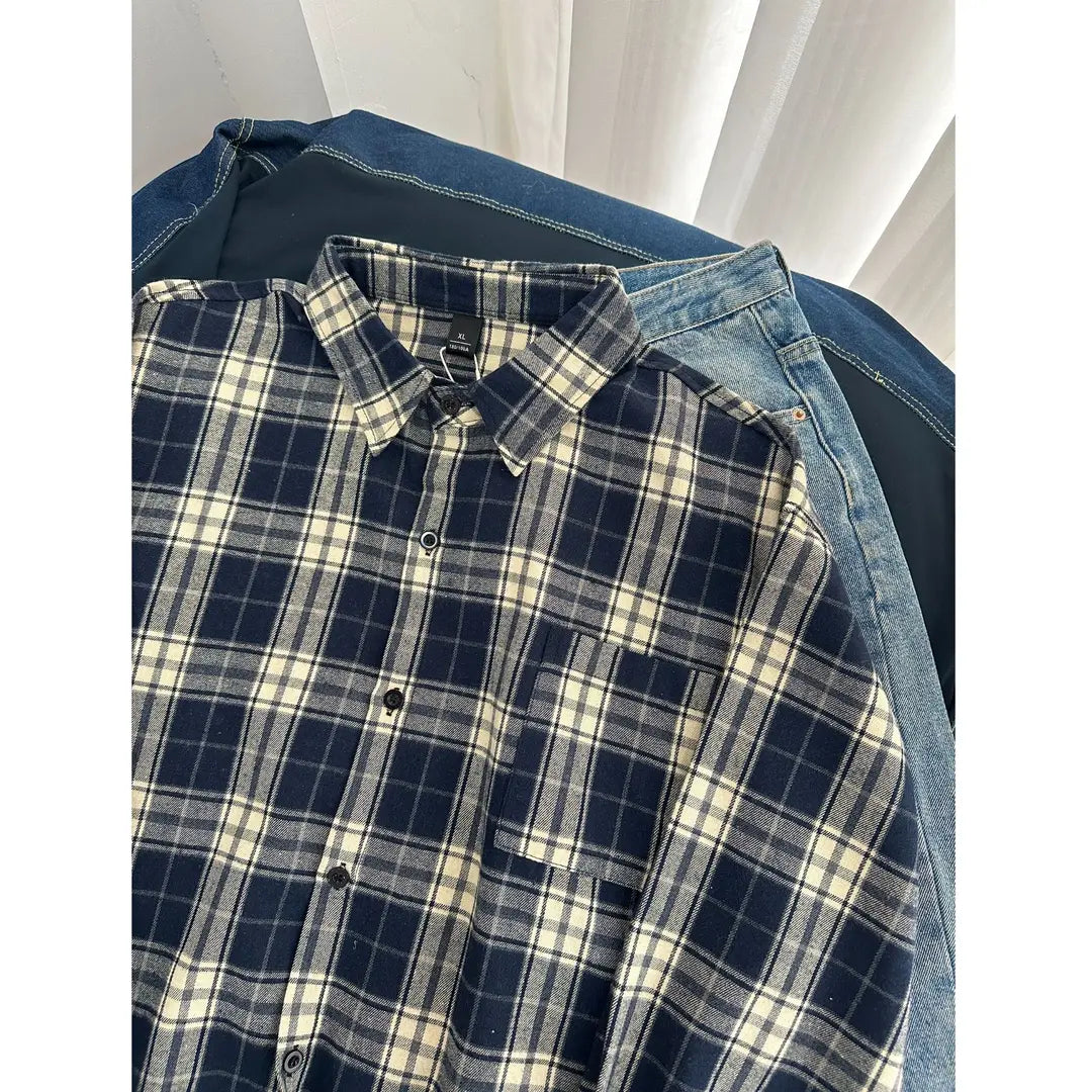 Trendy Versatile Long-Sleeved Plaid Print Shirt