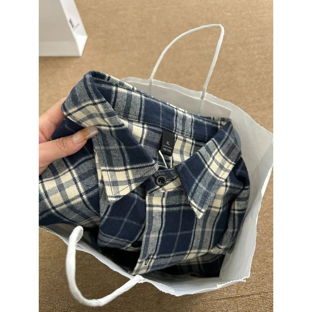 Trendy Versatile Long-Sleeved Plaid Print Shirt