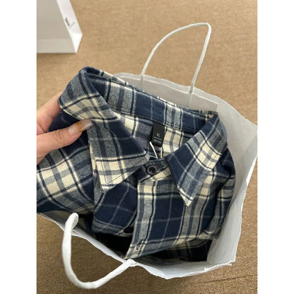 Trendy Versatile Long-Sleeved Plaid Print Shirt