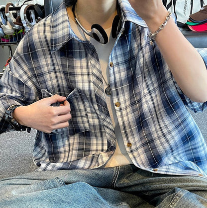Retro Plaid Printed Loose Casual Shirt