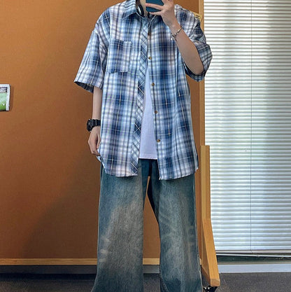 Retro Plaid Printed Loose Casual Shirt