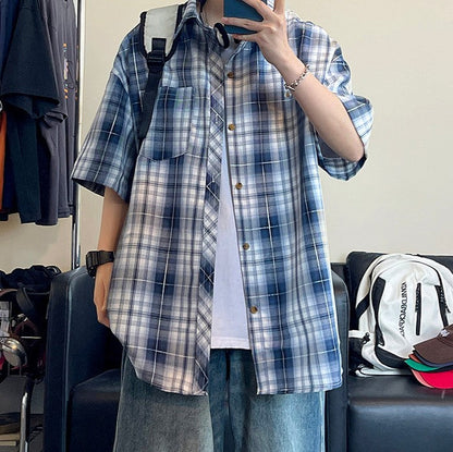 Retro Plaid Printed Loose Casual Shirt