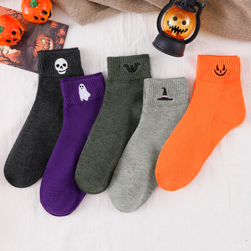 Halloween Daily Thickened Mid-Calf Socks - 5 Pairs