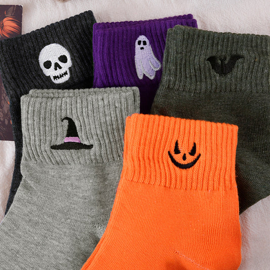 Halloween Daily Thickened Mid-Calf Socks - 5 Pairs