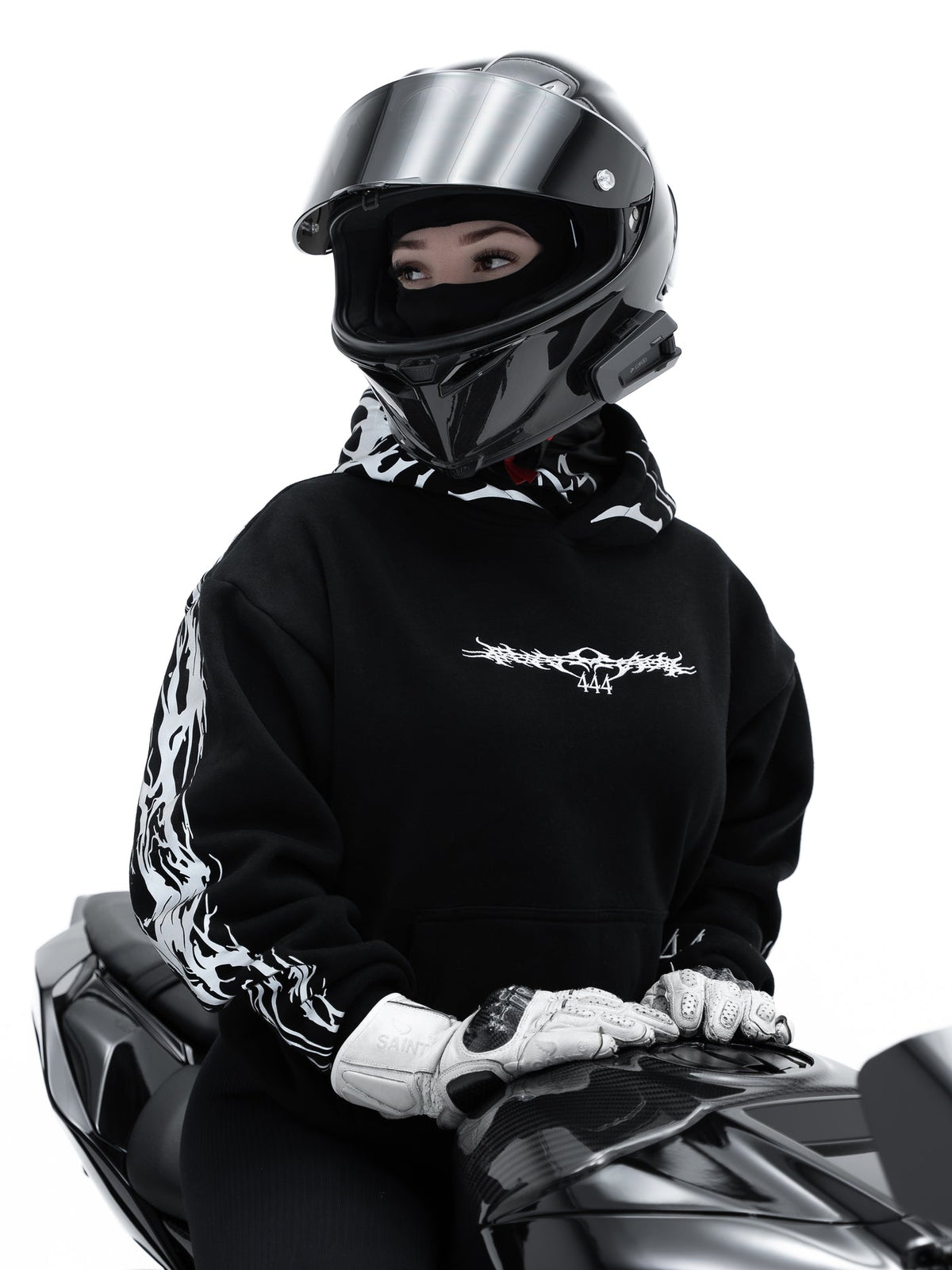 444 Reflective Hoodie - Silver Print Lights Up at Night