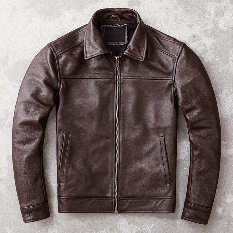 Premium Top-Grain Cowhide Slim-Fit Leather Jacket