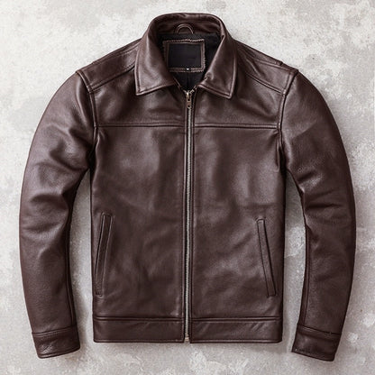 Premium Top-Grain Cowhide Slim-Fit Leather Jacket