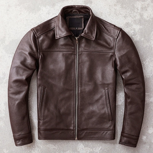 Premium Top-Grain Cowhide Slim-Fit Leather Jacket