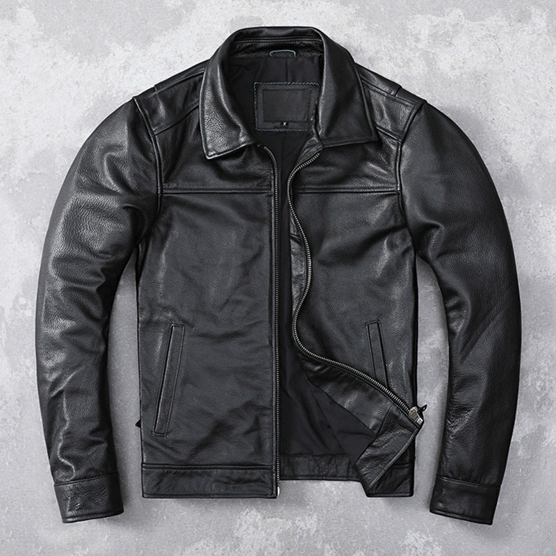 Premium Top-Grain Cowhide Slim-Fit Leather Jacket