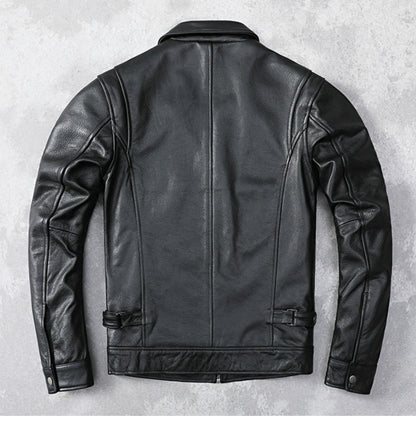 Premium Top-Grain Cowhide Slim-Fit Leather Jacket