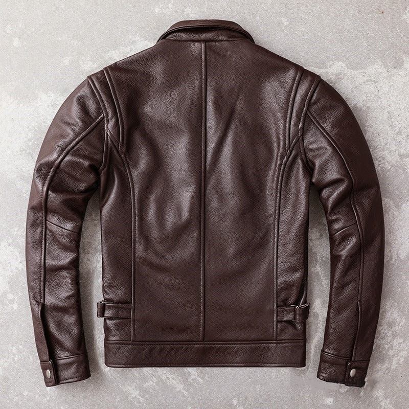 Premium Top-Grain Cowhide Slim-Fit Leather Jacket
