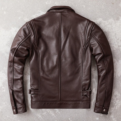 Premium Top-Grain Cowhide Slim-Fit Leather Jacket