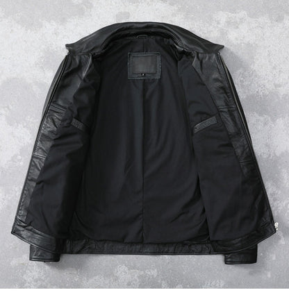 Premium Top-Grain Cowhide Slim-Fit Leather Jacket