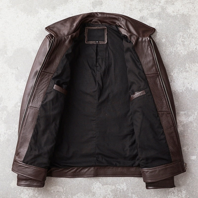 Premium Top-Grain Cowhide Slim-Fit Leather Jacket