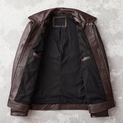 Premium Top-Grain Cowhide Slim-Fit Leather Jacket