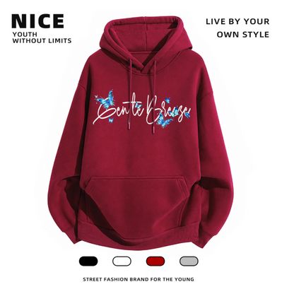 Stylish Butterfly Hand Graphic Oversized Couple Hoodie - Two Hearts One Vibe